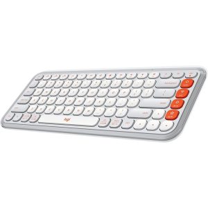 Logitech POP ICON KEYS Compact Wireless Keyboard 920-013084 | Off White & Orange