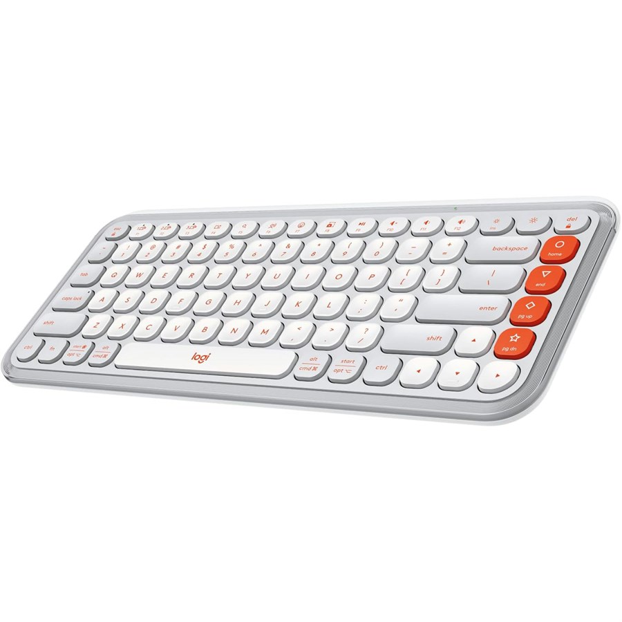 Logitech POP ICON KEYS Compact Wireless Keyboard 920-013084 | Off White & Orange